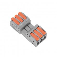 Клемма СМК 222-423R проходная разъемная 3 полюса серая 0,2-2,5/4мм (блистер 5 шт/уп)  07-5263-5  REXANT