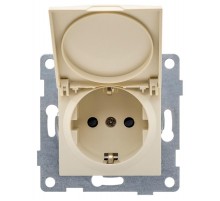 Ugra Розетка 1-ой с/з с з/ш и крышкой, СУ , 16А, 250В, беж  С11Р91-003  GUSI Electric
