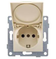 Ugra Розетка 1-ой с/з с з/ш и крышкой, СУ , 16А, 250В, беж  С11Р91-003  GUSI Electric