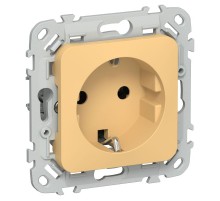 FLITE Розетка с заземлением без шторок 16А РС11-0-ФлЗ золотарник  FI-R11-16-K90  IEK