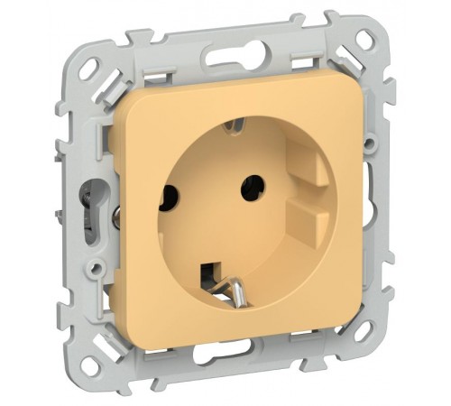 FLITE Розетка с заземлением без шторок 16А РС11-0-ФлЗ золотарник  FI-R11-16-K90  IEK