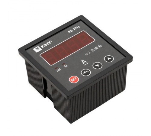 Амперметр AD-721s цифровой на панель 72x72 (квадратный вырез) однофазный в коротком корпусе PROxima  AD-721s  EKF