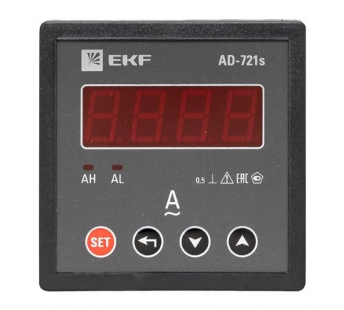 Амперметр AD-721s цифровой на панель 72x72 (квадратный вырез) однофазный в коротком корпусе PROxima  AD-721s  EKF