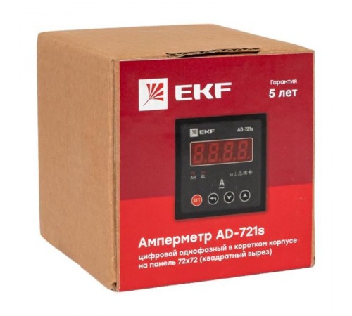 Амперметр AD-721s цифровой на панель 72x72 (квадратный вырез) однофазный в коротком корпусе PROxima  AD-721s  EKF