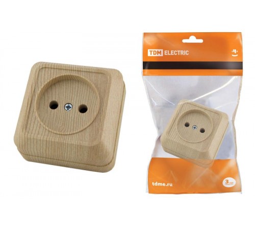 Розетка 2П открытой установки IP20 10А, сосна"Ладога"   SQ1801-0049  TDM