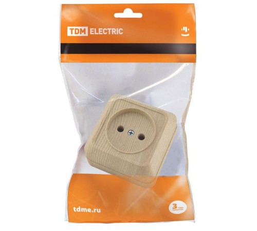 Розетка 2П открытой установки IP20 10А, сосна"Ладога"   SQ1801-0049  TDM