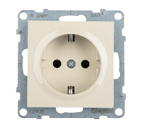 SUNO Силовая розетка 2К+З 16А 250В.Винтовые зажимы. Цвет "Слоновая кость"  721225  Legrand