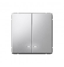 ArtGallery Алюминий Выключатель 2-клавишный с подсветкой, сх.5а, 10АХ, механизм  GAL000353  SE