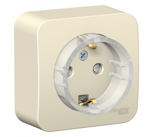 Blanca Молочный О/У с изолирующей пластиной Розетка с заземлением со штор., (тонкая) 16А, 250В  BLNRA111112  SE
