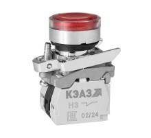 Кнопка КМЕ4111мЛС-24В-красный-1но+1нз-цилиндр-индикатор-IP40  354455  КЭАЗ