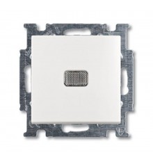 ABB Basic 55 Альп. белый Выключатель кнопочный 1-клавишный, с линзой, без лампы, НО контакт  1413-0-1081   2CKA001413A1081  ABB