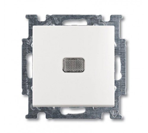 ABB Basic 55 Альп. белый Выключатель кнопочный 1-клавишный, с линзой, без лампы, НО контакт  1413-0-1081   2CKA001413A1081  ABB