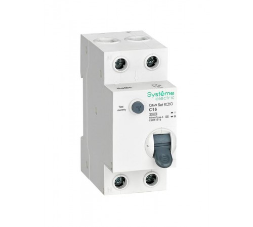 Выключатель автоматический дифференциального тока 1P+N 16A C 6kA 10мА Тип-А City9  C9D61616 Systeme Electric