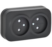 GLORY Розетка 2-местная без з/к с з/ш о/у 10А РСш22-2-ХЧм черный матовый  ERH23-K02M-10  IEK