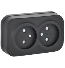 GLORY Розетка 2-местная без з/к с з/ш о/у 10А РСш22-2-ХЧм черный матовый  ERH23-K02M-10  IEK
