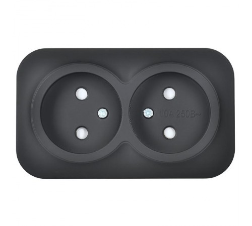GLORY Розетка 2-местная без з/к с з/ш о/у 10А РСш22-2-ХЧм черный матовый  ERH23-K02M-10  IEK