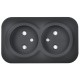 GLORY Розетка 2-местная без з/к с з/ш о/у 10А РСш22-2-ХЧм черный матовый  ERH23-K02M-10  IEK