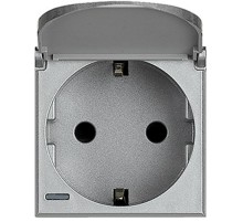 Axolute Розетка 2К+З с крышкой, 10/16 А 250 В с бок. з/к Schuko, с Экр. конт., клеммы с авт. заж., алюминий, немецкий стандарт  HC4141PW  Legrand