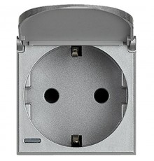 Axolute Розетка 2К+З с крышкой, 10/16 А 250 В с бок. з/к Schuko, с Экр. конт., клеммы с авт. заж., алюминий, немецкий стандарт  HC4141PW  Legrand