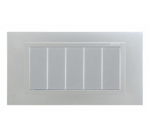 Simon 82 Рамка декоративная, (+суппорт), 8 узких (4 широких) модулей, S82C, Металл, алюминий-алюминий  82987-33  Simon