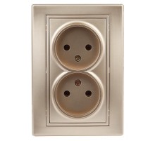 1-204-04 Intro Розетка 2х2P, 16А-250В, IP20, СУ, Plano, шампань  Б0030067  Intro