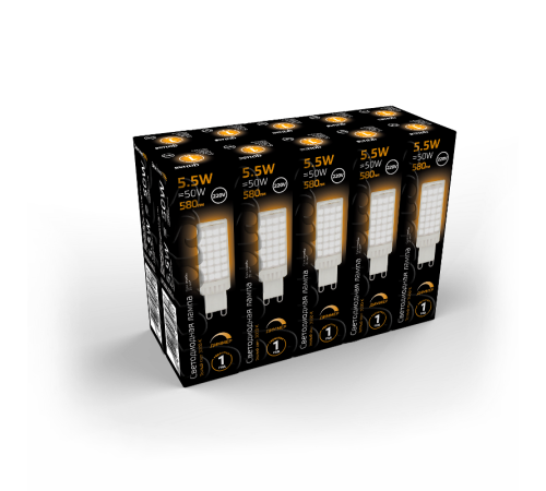 Лампа светодиодная G9 AC185-265V 5,5W 550lm 3000K керамика диммируемая LED 1/10/200  107309155-D  Gauss