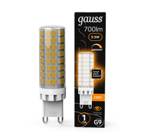 Лампа светодиодная G9 AC185-265V 5,5W 550lm 3000K керамика диммируемая LED 1/10/200  107309155-D  Gauss