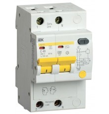 Выключатель автоматический дифференциального тока АД12S 2п 40А C 100мА тип AC (3 мод)  MAD13-2-040-C-100  IEK