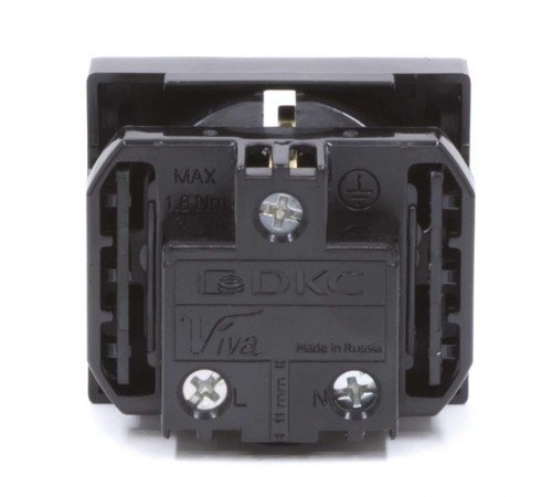 Розетка силовая 2Р+Е, со шторками, "Viva", 2 мод., цвет черный  45205  DKC