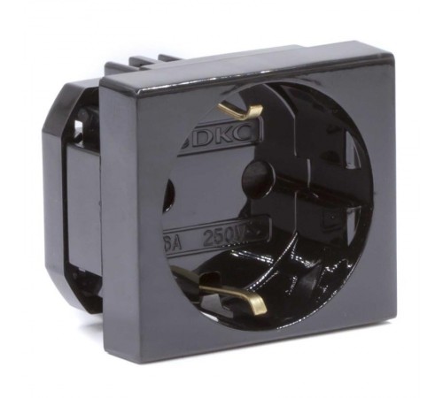 Розетка силовая 2Р+Е, со шторками, "Viva", 2 мод., цвет черный  45205  DKC