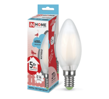 Лампа светодиодная LED-СВЕЧА-deco 5Вт 230В Е14 4000К 450Лм матов  4690612006765  IN HOME