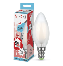 Лампа светодиодная LED-СВЕЧА-deco 5Вт 230В Е14 4000К 450Лм матов  4690612006765  IN HOME