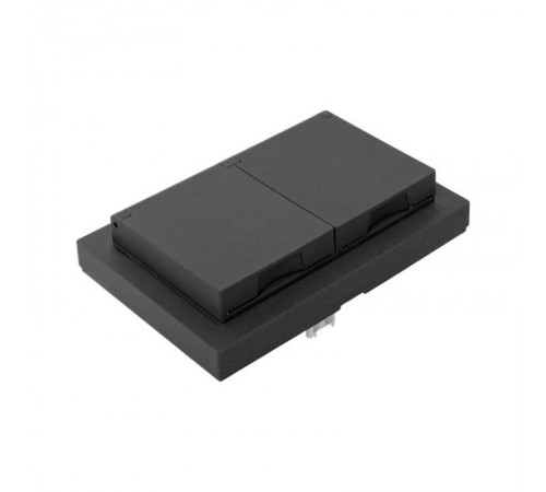 Механизм розетки двойной, 16А, IP44, с заземлением, со шторками, с рамкой, с крышками, чёрный Эпика EKF  UP1-SOB-211-44  EKF