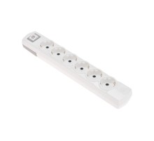 Колодка PREMIUM 6 гнезд, с/з, с выключателем, белый  13-4404  REXANT