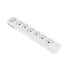 Колодка PREMIUM 6 гнезд, с/з, с выключателем, белый  13-4404  REXANT