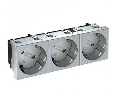 Розетка тройная 33° с з/к, 250 В, 16A (серебристый) (STD-D3 AL3)  6120132  OBO Bettermann