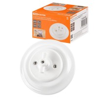 Выключатель скрытой установки фарфоровый поворотный с ручкой (бантик) 10А белый "Болонь"  SQ1820-0020  TDM