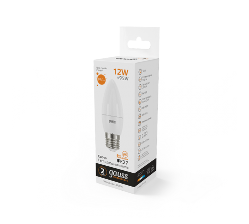 Лампа светодиодная Elementary Свеча 12W 950lm 3000K E27 LED 1/10/100  30212  Gauss