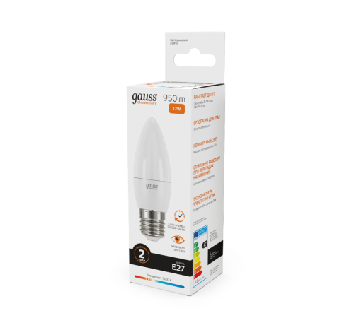 Лампа светодиодная Elementary Свеча 12W 950lm 3000K E27 LED 1/10/100  30212  Gauss