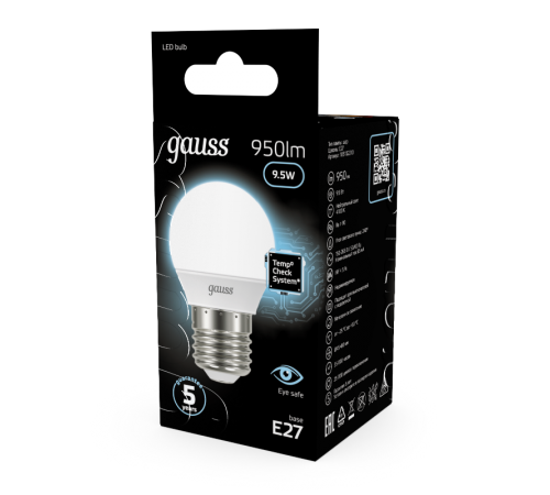 Лампа светодиодная LED Globe E27 9.5W 4100K  105102210  Gauss