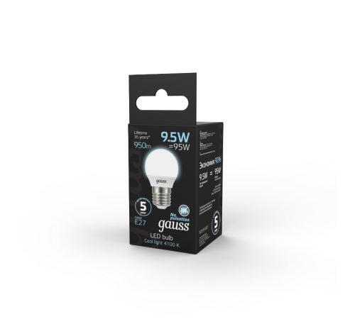 Лампа светодиодная LED Globe E27 9.5W 4100K  105102210  Gauss