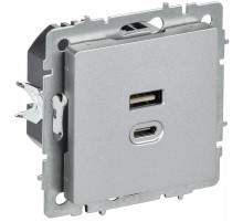 BRITE Роз. USB A+C 45Вт высокоск. зар. РЮ11-2-БрА алюм.  BR-U22-045-K47  IEK