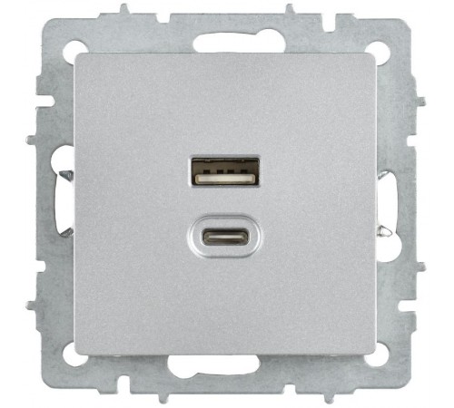 BRITE Роз. USB A+C 45Вт высокоск. зар. РЮ11-2-БрА алюм.  BR-U22-045-K47  IEK