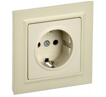 BRITE Розетка с заземлением со шторками 16А в сборе РСР14-1-0-БрКр бежевый  BR-R14-16-K10-F  IEK