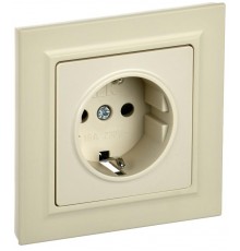BRITE Розетка с заземлением со шторками 16А в сборе РСР14-1-0-БрКр бежевый  BR-R14-16-K10-F  IEK