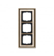 Рамка 3-постовая, серия Династия, Латунь античная, белая роспись  1754-0-4592   2CKA001754A4592  ABB