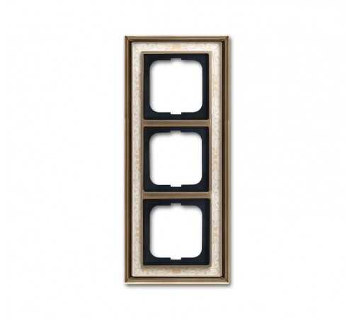 Рамка 3-постовая, серия Династия, Латунь античная, белая роспись  1754-0-4592   2CKA001754A4592  ABB