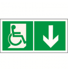 Знак безопасности BL-2010B.E70"Указ. двери эвакуац. выхода (прав.) для МГН"  a18347  Белый свет