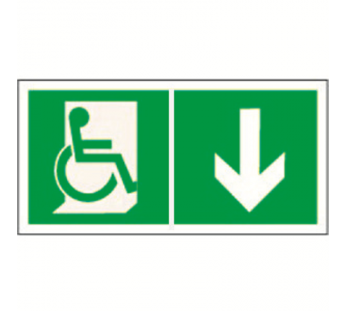 Знак безопасности BL-2010B.E70"Указ. двери эвакуац. выхода (прав.) для МГН"  a18347  Белый свет