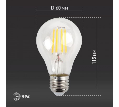 Лампа светодиодная F-LED A60-15W-827-E27 (филамент, груша, 15Вт, тепл, Е27)  Б0046981  ЭРА